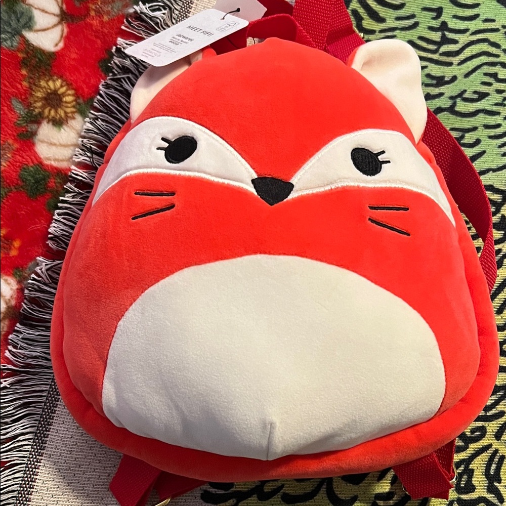 Squishmallows Red and White Fox Backpack